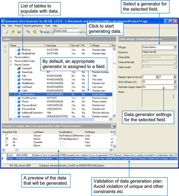 Windows 7 Data Generator for MS SQL 2011.03 full