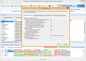 Control the way data is compared with the comparison options.