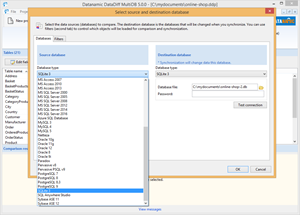 Select the databases to compare.
