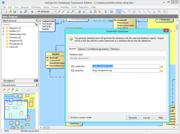 Generate a MSSQL database