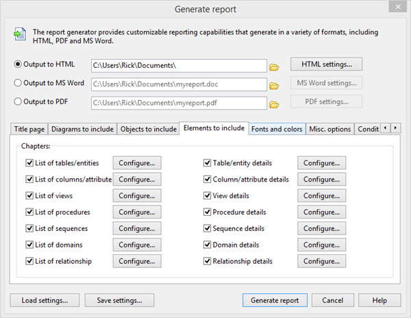 Generating database documentation