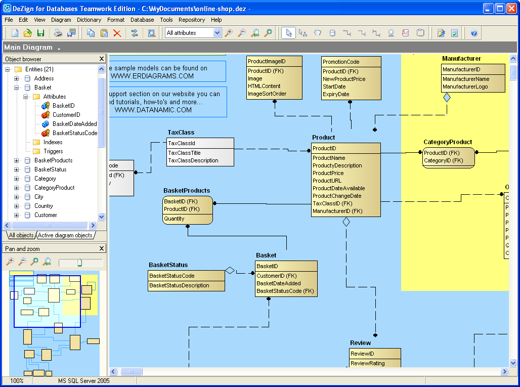 DeZign for Databases Screenshots Main window