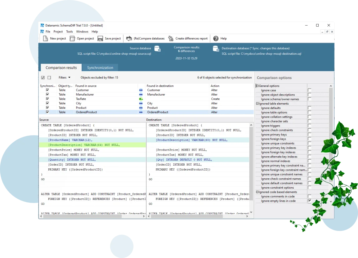 compare and deploy database schemas