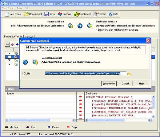 Specify name of synchronization script