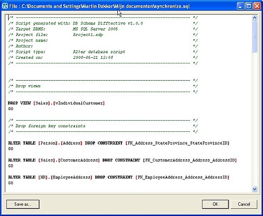 Generated synchronization script in interval viewer